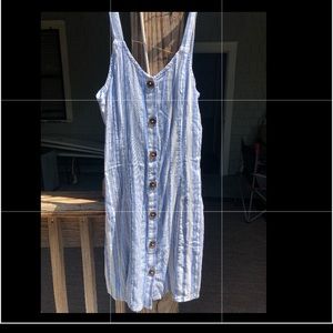 Mid thigh dress with blue and white stripes